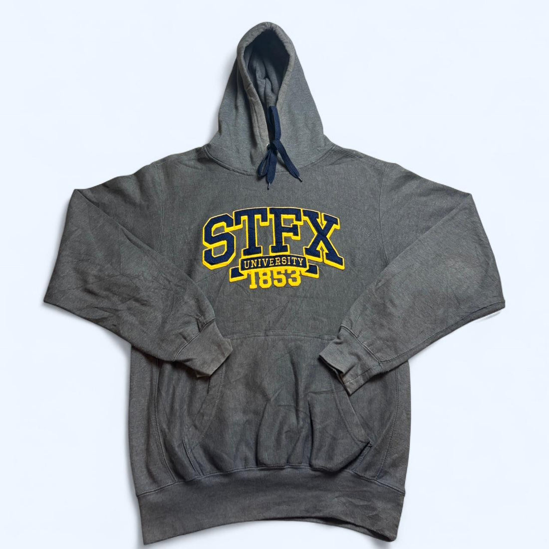 Vintage Grey Yellow STFX University  Grey Pullover Hoodie