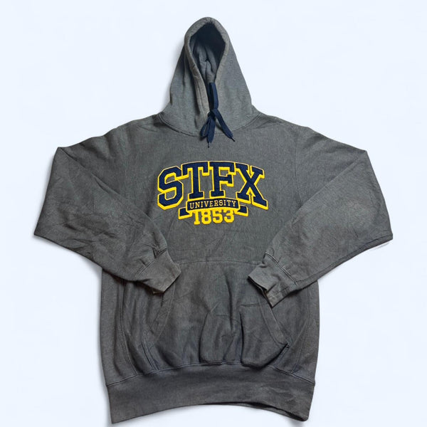 Vintage Grey Yellow STFX University  Grey Pullover Hoodie